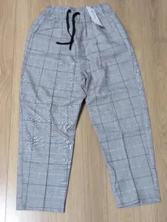 新品男女共チェック白黒サマラクテーパードパンツグローバルワークキッズ130ズボン