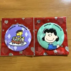 ジョイフル　スヌーピー　PEANUTS　缶バッジ　ウッドストック　ルーシー