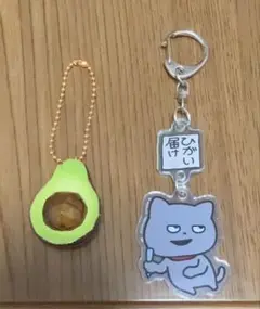 わるめのねこ 2連アクリルキーホルダー ひがい届け 生物×宝石 食物編 アボカド