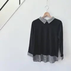 Tmind/レイヤードスタイル/コンビネーショントップス/レギュラーカラー/白黒