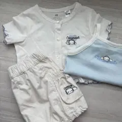 【未着用】H&M/サンリオコラボ/シナモロール/トップスボトムス3着セット/90
