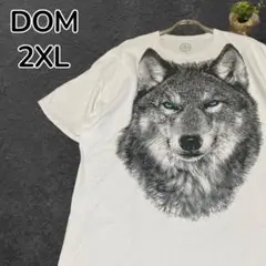 【一点物】DOM アニマルプリント Tシャツ オオカミ 2XL ゆるだぼホワイト
