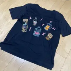 刺繍が可愛い❤︎ストレッチコットン半袖Tシャツ 黒 Lサイズ