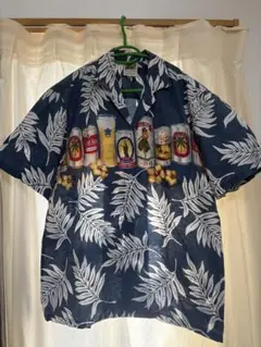 アロハシャツ ネイビー ビール缶柄