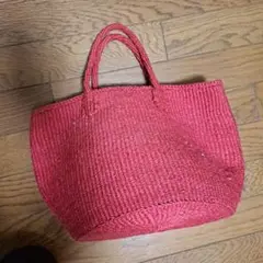 削除赤い編み込みトートバッグ