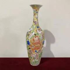【中国美術*中国古玩】景徳鎮製 粉彩龍図薄胎花瓶 一輪挿し アンティーク
