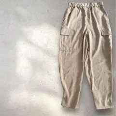 ショコラフィネローブ　カーゴパンツ ゴムウェスト　ポケット　ベージュ　F フリー