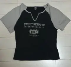 ピチT ミニ丈 半袖Tシャツ ブラック/グレー