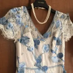 【新品】マルケッサ ワンピース ブルー 白 レース