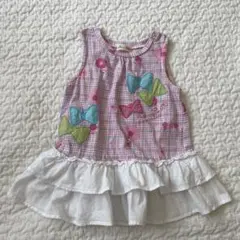 【美品✨】KP ニットプランナー　リボン柄 ノースリーブトップス 80cm
