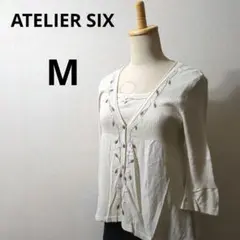 ATELIER SIX 刺繍ニット カーディガン ノースリーブ アンサンブル M