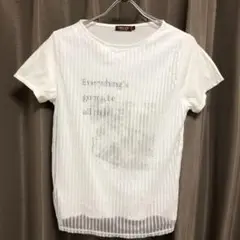 DECOY SINCE 1981 前ストライプ チュール付きTシャツ Lサイズ