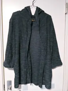 フード付きカーディガン M ダークグレー　七分袖
