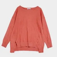 アーヴェヴェ　アシメカット 長袖ニット　サーモンピンク　M