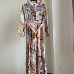 ZARA マルチカラー 長袖シャツワンピース