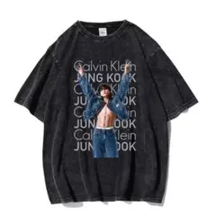 ジョングク Jung Kook ヴィンテージ加工 Tシャツ 半袖 男女兼用 M