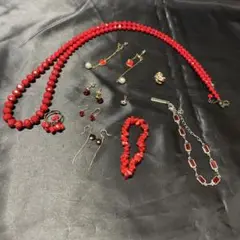 アクセサリー　セット　レッド系　赤　おまとめ　昭和レトロ