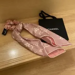 正規品 百貨店購入 CHANEL シュシュ スカーフ ピンク