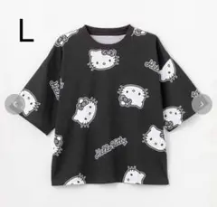 ☆新品☆ 新作 ハローキティ ゼブラ総柄Tシャツ　ブラック　サイズL かわいい