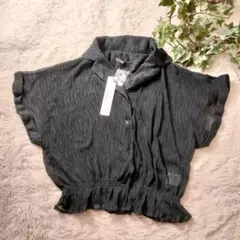 【未使用】ヘザー　Heather　クロップドプリーツ　シースルーブラウス　F