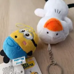 ぬいぐるみ バッグチャーム 2点 アヒル ミニオンズ じゃらじゃらキーホルダー