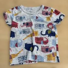 象と恐竜のプリントTシャツ 90cm