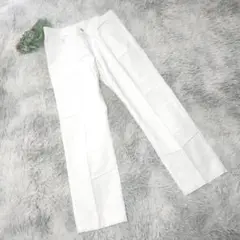 【UNIQLO】ユニクロ (34) スラックス ストレート センタープレス 白色