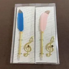 【時間限定出品〜13:00】羽根ペン風ボールペン 2本セット 油性ボールペン