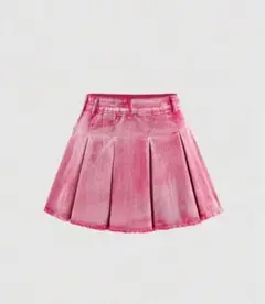 ピンク プリーツスカート ジッパー付き