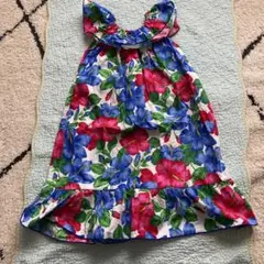 MANGOHOUSE ハワイアンワンピース　130 かりゆし　青　ハイビスカス