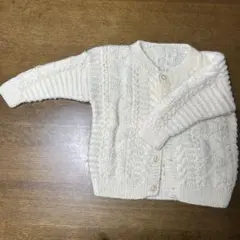 ハンドメイド 手編みカーディガン 白