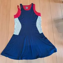 テニスウェア Sサイズ ネイビー 赤 ストライプ