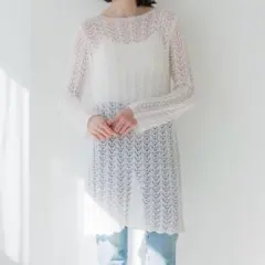 cocaクロシェニットワンピース ホワイトL