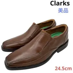 〈美品〉Clarks クラークス【24.5cm】スワールトゥ ブラウン