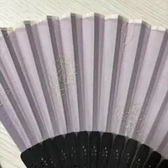 薄紫色 花模様 扇子 専用ケース付き