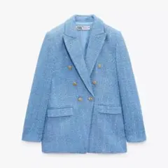 ZARA TEXTURED BLAZER ブルー S