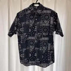 ペイズリー　シャツ　ネイビー　ゴルフ　M
