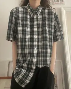 グリーン チェックシャツ