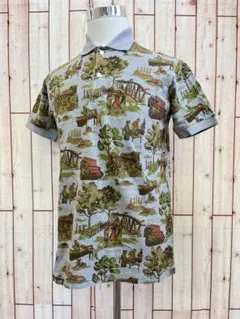 ⭐︎FRED PERRY⭐︎開拓時代柄×鹿子生地メンズ半袖ポロシャツL【中古】a27