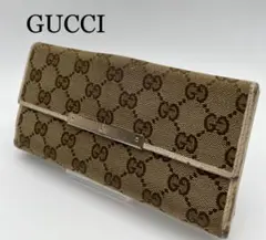 GUCCI グッチ 長財布 ブランド ブラウン GG柄 Wホック お洒落 メンズ