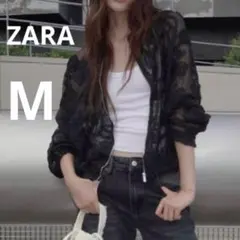 【新品】ZARA 花柄 刺繍 シースルー パーカー ジャケット レディース M