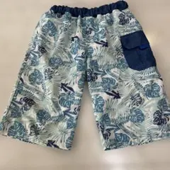 サーフパンツ 青と緑の葉柄