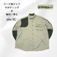 GANDER M.TN. ワーク系肩キルティング袖バイカラーボタンシャツF412