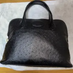 美品　ピエールカルダン ハンドバッグ オーストリッチ ブラック　人気型　南京錠 美品 ピエールカルダン ハンドバッグ オーストリッチ ブラック