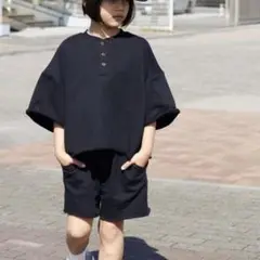 ペアマノンストリート　裏毛ヘンリーリラックス　スウェットセットアップ