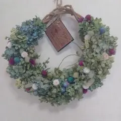 秋色紫陽花とお花のリース