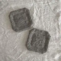 隅切コースター　ラミーリネン　ライトグレー　ハンドメイド