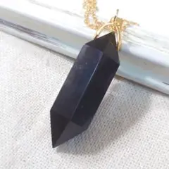 【最強の魔除け・お守り】漆黒の黒水晶モリオンのダブルポイントネックレス ②