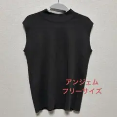 アンジェム　ブラックノースリーブニット フリーサイズ