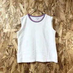 【ヴェールダンス】ノースリーブトップス タンクトップM ネックライン 綿ホワイト